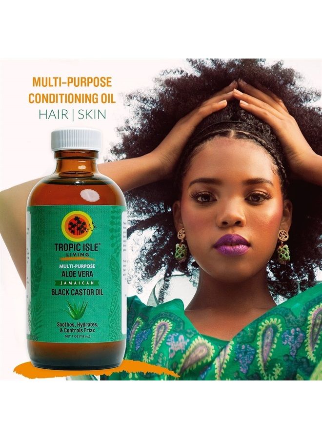 Hair & Skin Conditioner Oil | Jamaican Black Castor Oil for Dry Hair and Skin | 100% Pure and Natural 4 oz (Aloe Vera)