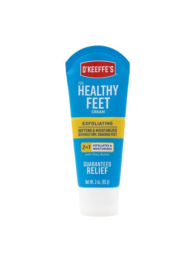 for Healthy Feet Exfoliating and Moisturizing Foot Cream, Guaranteed Relief for Extremely Dry, Cracked Feet, Softer Feet in 1 Use, 3.0 Ounce Tube, (Pack of 1)