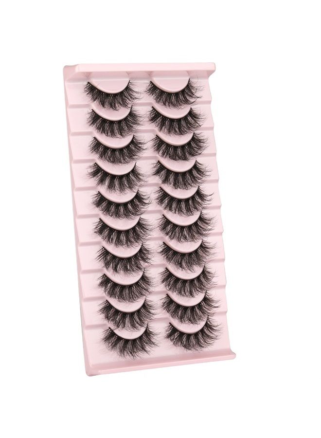 Eyelashes Natural Fluffy Faux Mink Lashes 3D Thick Volume D Curl Wispy Eyelashes that Look Like Extensions Fake Eyelashes 10 Pairs Pack