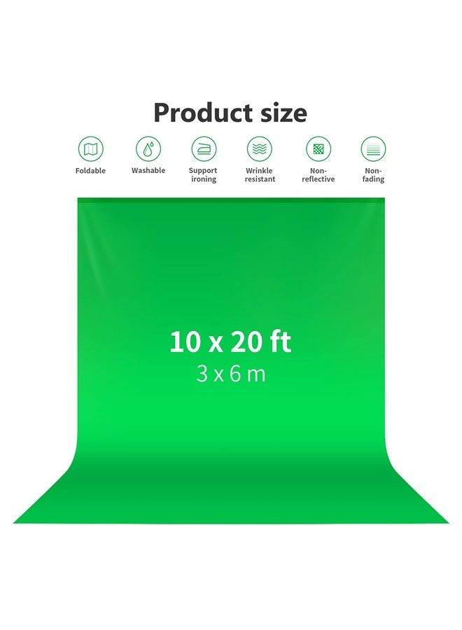 10x20 ft/3x6 Meters Photography Backdrop Background, Green Chromakey Muslin Background Screen for Photo Video Studio, Zoom, YouTube, Gaming (Background Only)