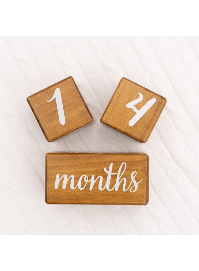 Baby Milestone Blocks Natural Brown Stain Pine Wood With Weeks Months Years Grade And Holidays Newborn Weekly Monthly First Year Picture Props 6 Block Milestones Age Set With Bag