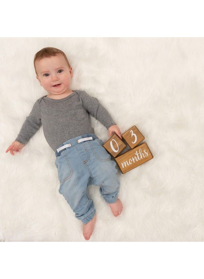 Baby Milestone Blocks Natural Brown Stain Pine Wood With Weeks Months Years Grade And Holidays Newborn Weekly Monthly First Year Picture Props 6 Block Milestones Age Set With Bag