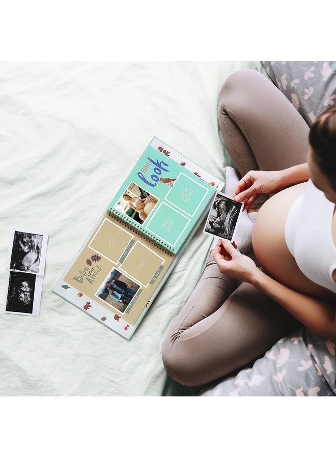 Memory Book Milestone Keepsake Baby Photo Album First 5 Years Scrapbook Journal For Baby Boy Or Girl Pregnancy Gift For Baby Shower Newborn Gender Neutral Record Book Woodland