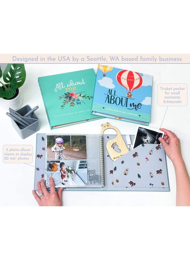Memory Book Milestone Keepsake Baby Photo Album First 5 Years Scrapbook Journal For Baby Boy Or Girl Pregnancy Gift For Baby Shower Newborn Gender Neutral Record Book Woodland