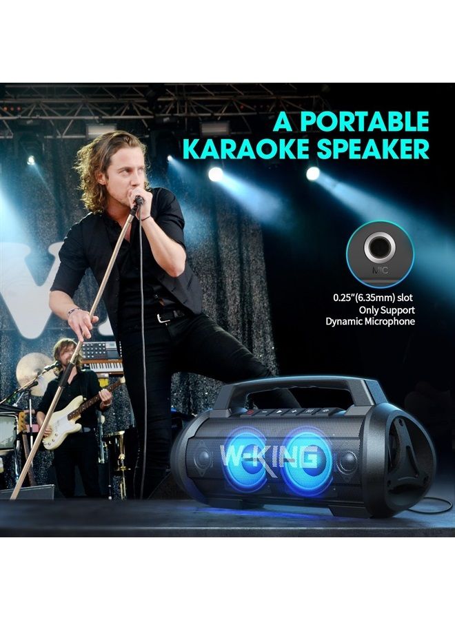 Portable Bluetooth Speakers with Subwoofer, 70W Waterproof Speakers Bluetooth Wireless Loud with Bass/Hi-Fi Audio, Large Outdoor Speaker with Party Lights/Mic Port/42H/EQ/DSP/Power Bank/TF/AUX