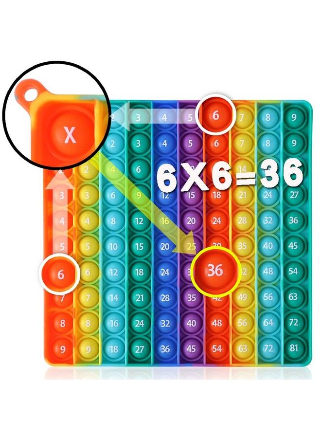 9 X 9 Multipication Games Kingmall Rainbow Square Fidget Toy 100Bubbles Stress Relieving Multiplication Pop For Teachers To Create Kinds Of Math Manipulatives【With 19 Multiplication Tables】