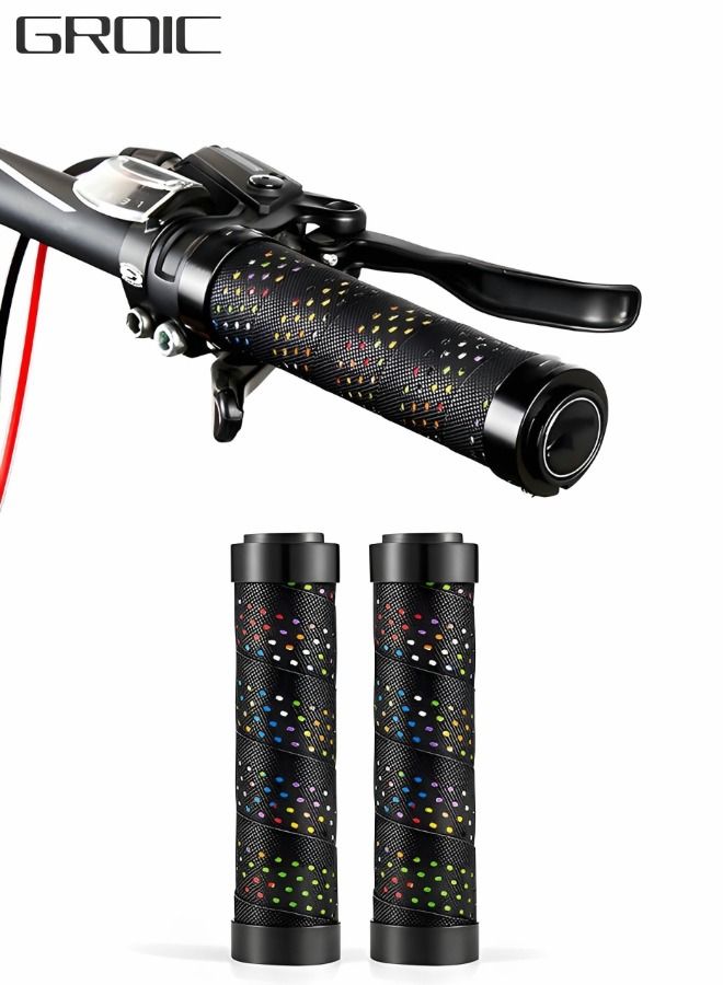 Bike Handlebar Grips, Double Lock-on Bicycle Grip Handle Bar, Anti-Slip Shock Absorbing  Soft Hand Grip Comfortable Ergonomic  for BMX, Mountain, MTB, Folding Bike