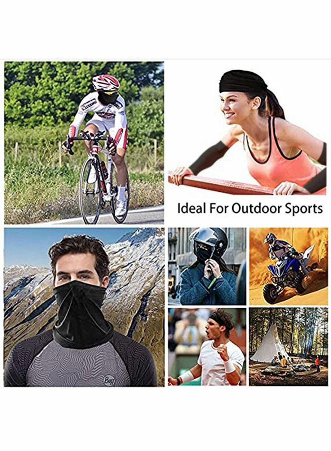 3-Pieces Neck Gaiter Mask with Ear Loops for Men Women Bandana Face Cover Scarf Cycling Outdoors Sports Soft Elasticity Quick-dry with Cooling Ice Silk Arm Sleeves Summer UV Sun Protection