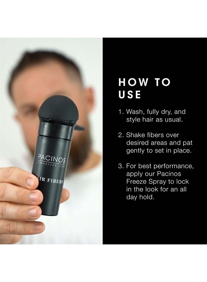 Hair Fibers (Black) - Thickening Fibers Achieve Fuller Appearance by Concealing Thinning Hair & Bald Spots, Includes Applicator Pump Nozzle