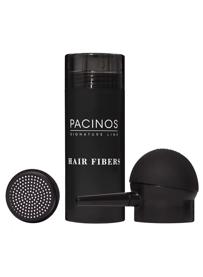 Hair Fibers (Black) - Thickening Fibers Achieve Fuller Appearance by Concealing Thinning Hair & Bald Spots, Includes Applicator Pump Nozzle