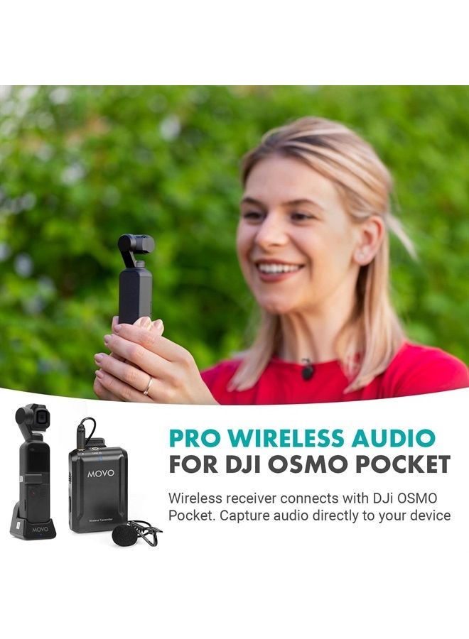 Edge-OP Wireless Lavalier Microphone for Osmo Pocket 1 and 2 - Wireless Clip-on Lapel Mic, Transmitter, and Receiver Set for Video, Vlogging, Filming