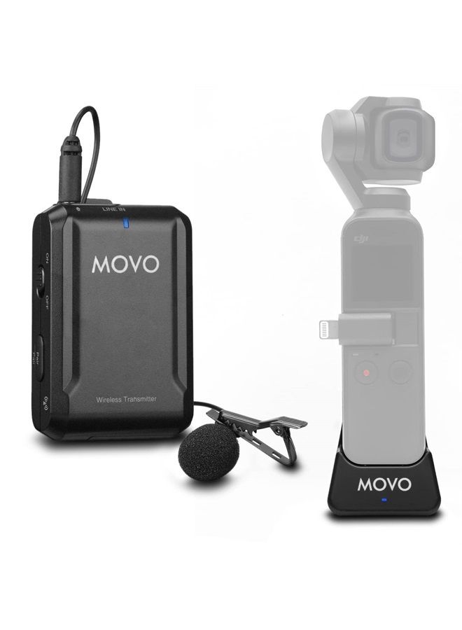 Edge-OP Wireless Lavalier Microphone for Osmo Pocket 1 and 2 - Wireless Clip-on Lapel Mic, Transmitter, and Receiver Set for Video, Vlogging, Filming