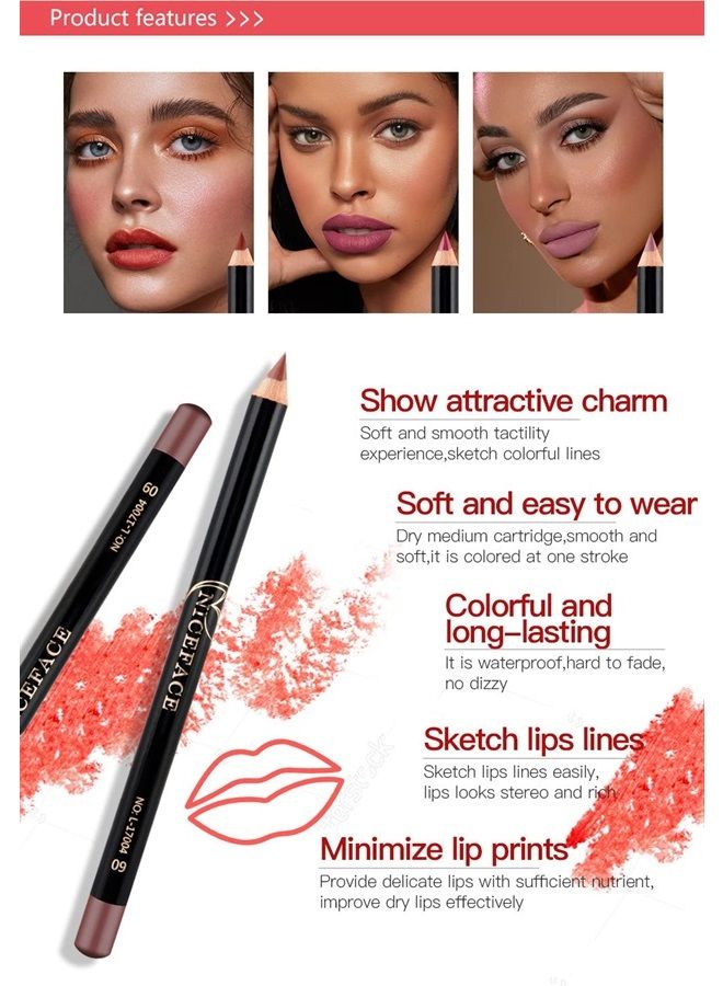 Lip Liner Pencils Set 12 Colors Waterproof Smooth Lip Pencils High Pigmented Lip Liner Set Matte Lipstick Pen