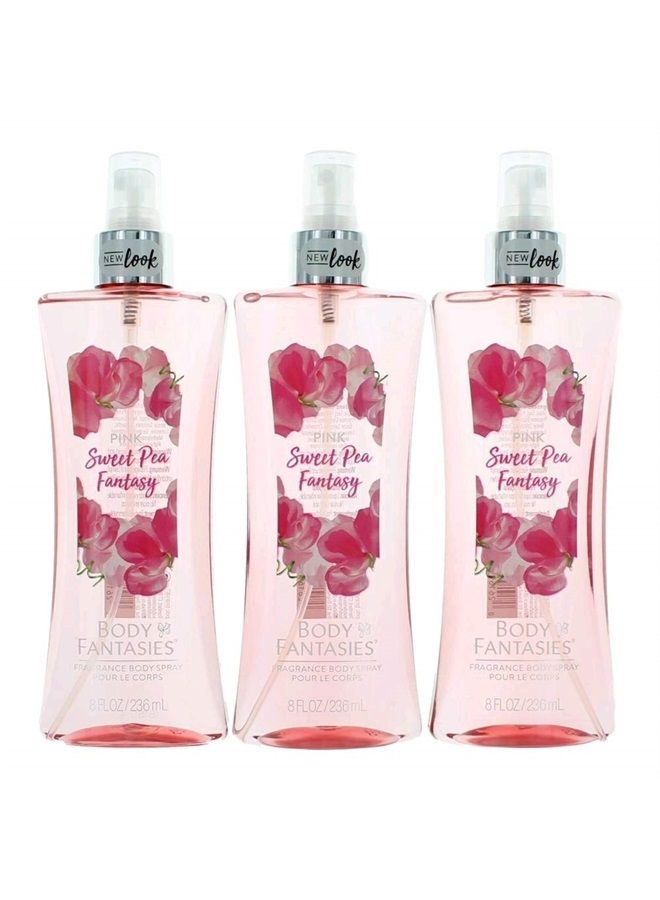 Pink Sweet Pea Fantasy by Body Fantasies 3 Pack 8 Fragrance Body Spray women