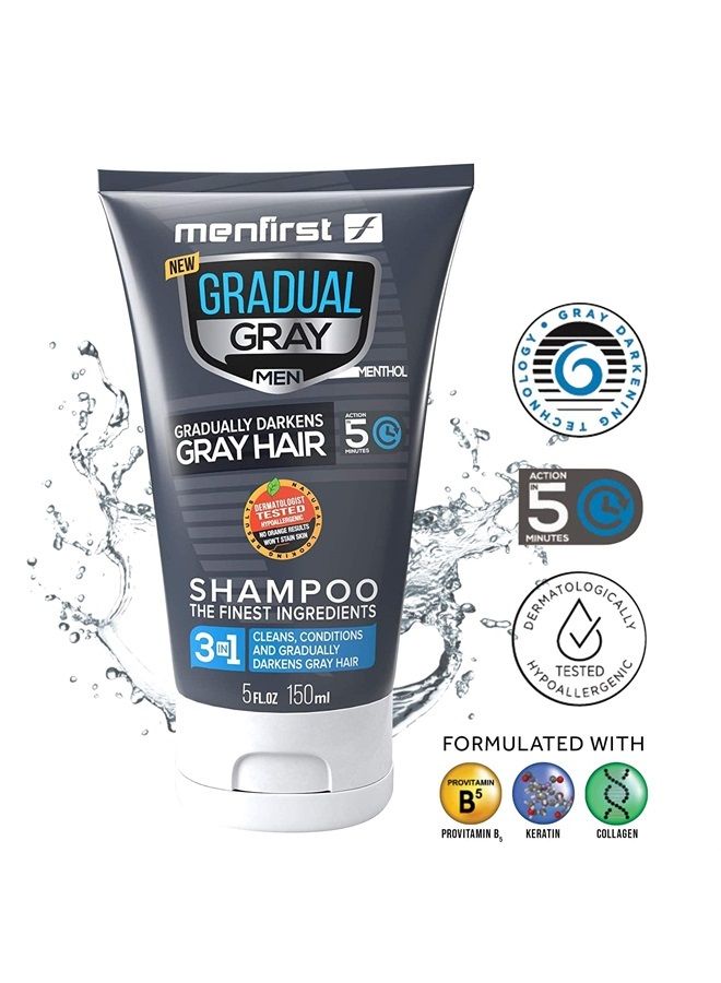 Gradual Gray 3-in-1 Hair Darkening Shampoo and Conditioner for Men, Gradually Reduce Grey and White Hair Color for Natural Looking Results