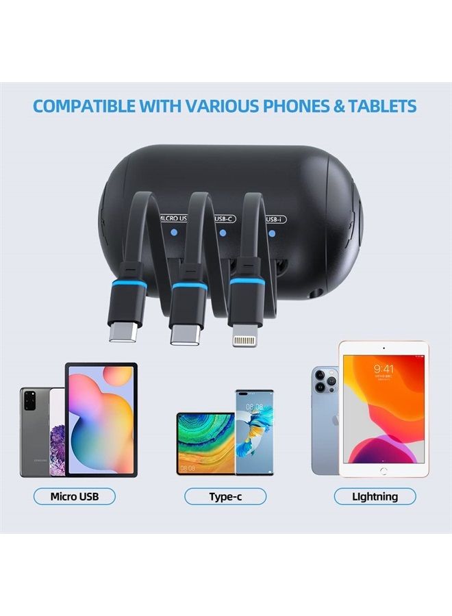 Multi Car Retractable Backseat 3 in 1 36W Car Charging Station Box Compatible with All Phones | iPhone | Samsung | Android | Share Ride Customer Charging Dock Attach to Headrest (Big)