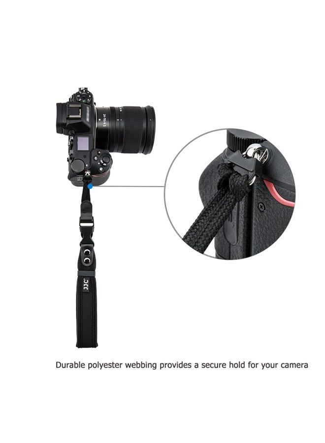 Soft Neoprene Camera Hand Wrist Grip Strap with Quick-Release for Leica Q3 Canon EOS R10 R7 R5 R6 Rebel T8i T7 T7i SL3 90D Sony A7 IV III Nikon Z30 Zfc Z50 Z5 Z6 Z7 II Fuji X-T4 X-S10 X-T30II X-Pro3