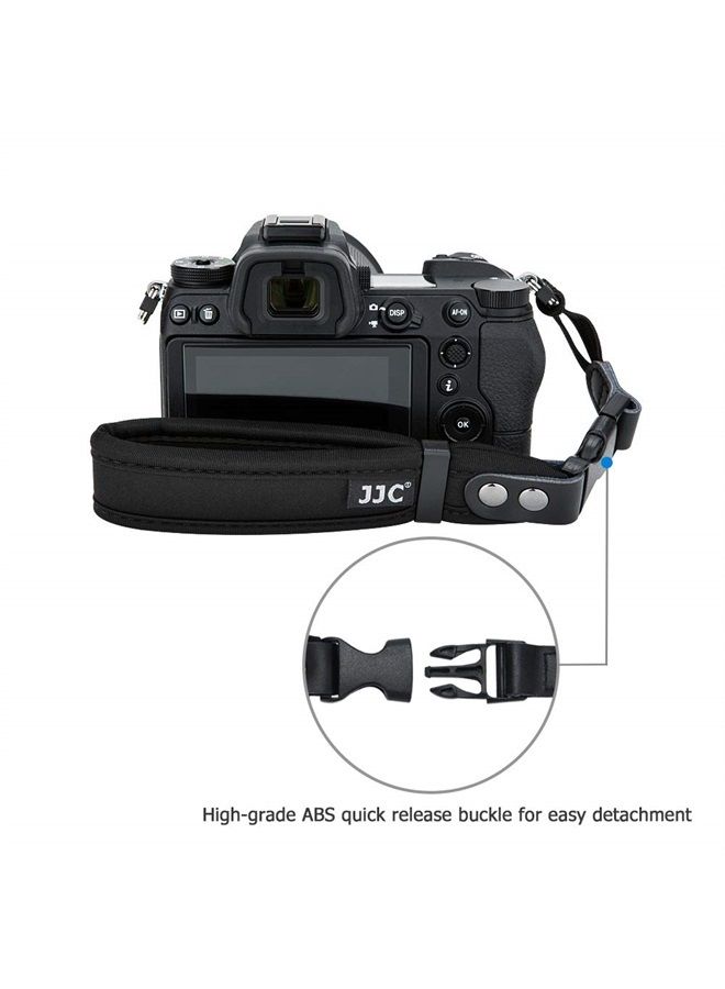 Soft Neoprene Camera Hand Wrist Grip Strap with Quick-Release for Leica Q3 Canon EOS R10 R7 R5 R6 Rebel T8i T7 T7i SL3 90D Sony A7 IV III Nikon Z30 Zfc Z50 Z5 Z6 Z7 II Fuji X-T4 X-S10 X-T30II X-Pro3