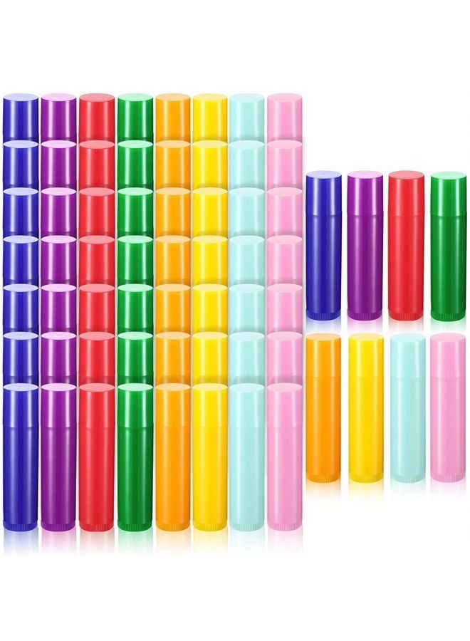64 Pieces Lip Balm 5 ml Empty Containers Refillable Rotatable Plastic Lipstick Tubes DIY Lip Gloss Balm Tube Holder for DIY Cosmetic, 8 Colors