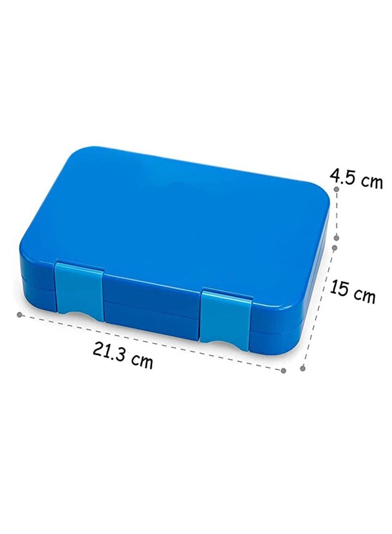 Children's Bento Lunch Box with 6 Compartments - Leak Proof Lunch Box for Boys, Girls, BPA-Free, Microwave Dishwasher Safe, Lunch Box for School (Blue)