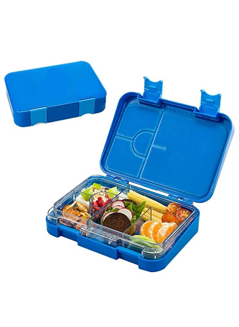 Children's Bento Lunch Box with 6 Compartments - Leak Proof Lunch Box for Boys, Girls, BPA-Free, Microwave Dishwasher Safe, Lunch Box for School (Blue)