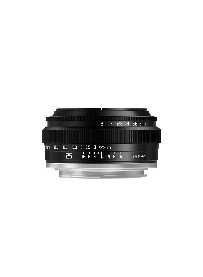 TTArtisan 25mm F2 Wide-Angle APS-C Camera Lens Large Aperture Manual Fixed Camera Lens Compatible with Fuji X-Mount Cameras X-A2 X-A2 X-A3 X-A5 X-A7 X-H1 XT1 X-T2 X-T3 X-T20 X-T30 X-T100 X-T200 X-PRO1