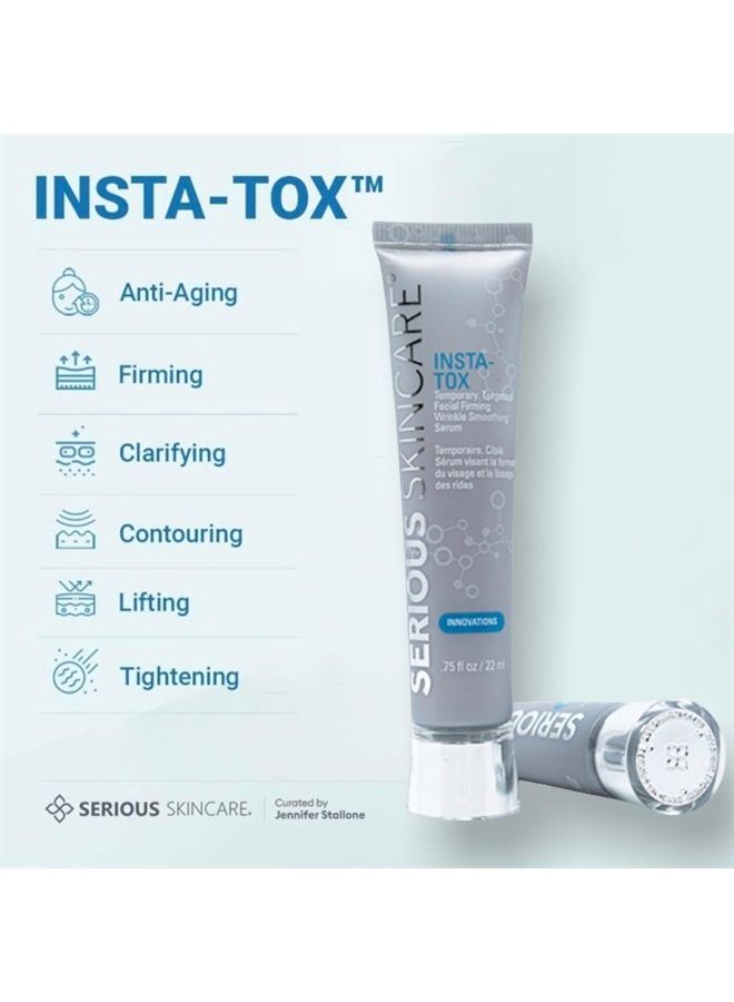 INSTA-TOX Instant Wrinkle Smoothing Serum - Tightens Skin - Facial Serum - Instant Line Filler - .75 oz. (1-Pack)