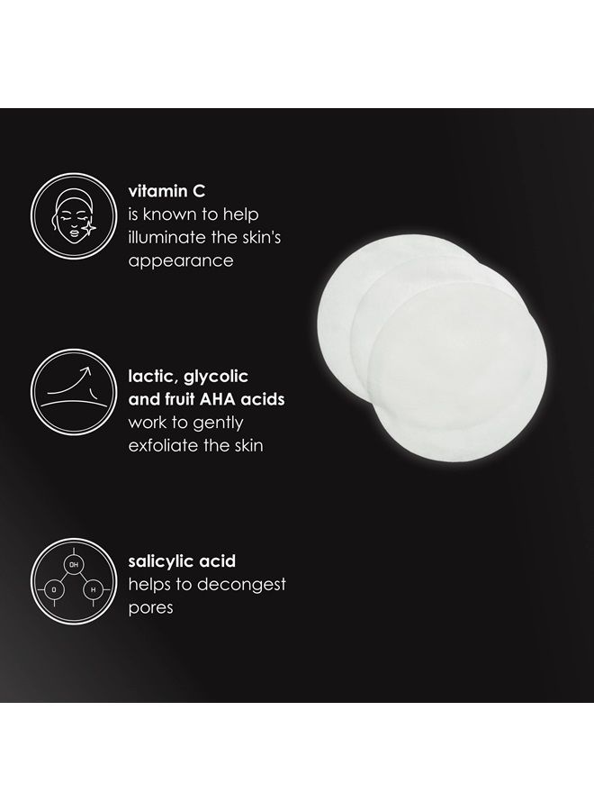 Vit C Brightening Cleansing Pads, 20, Toning and Purifying Pads, Resurfacing Pads for Day and Night, Vitamin C to Illuminate, AHA Acids to Exfoliate and Salicylic Acid to Tighten Pores