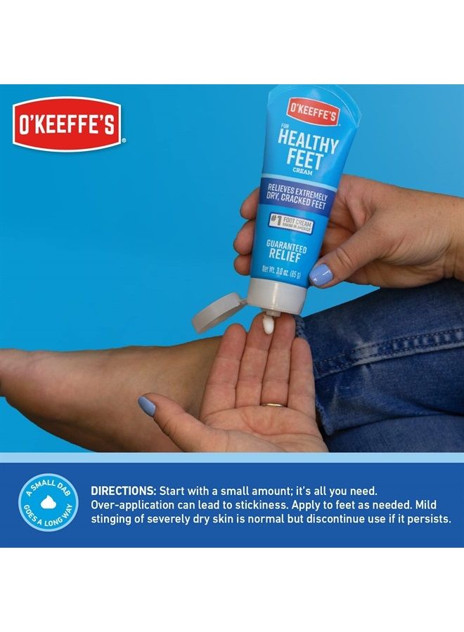 for Healthy Feet Foot Cream, Guaranteed Relief for Extremely Dry, Cracked Feet, Clinically Proven to Instantly Boost Moisture Levels, 3.0 Ounce Tube, (Pack of 2)
