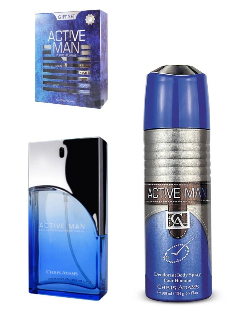 Active Man Gift Set 100 ML Spray and 200 ML Deo with My Happy Deals Bag