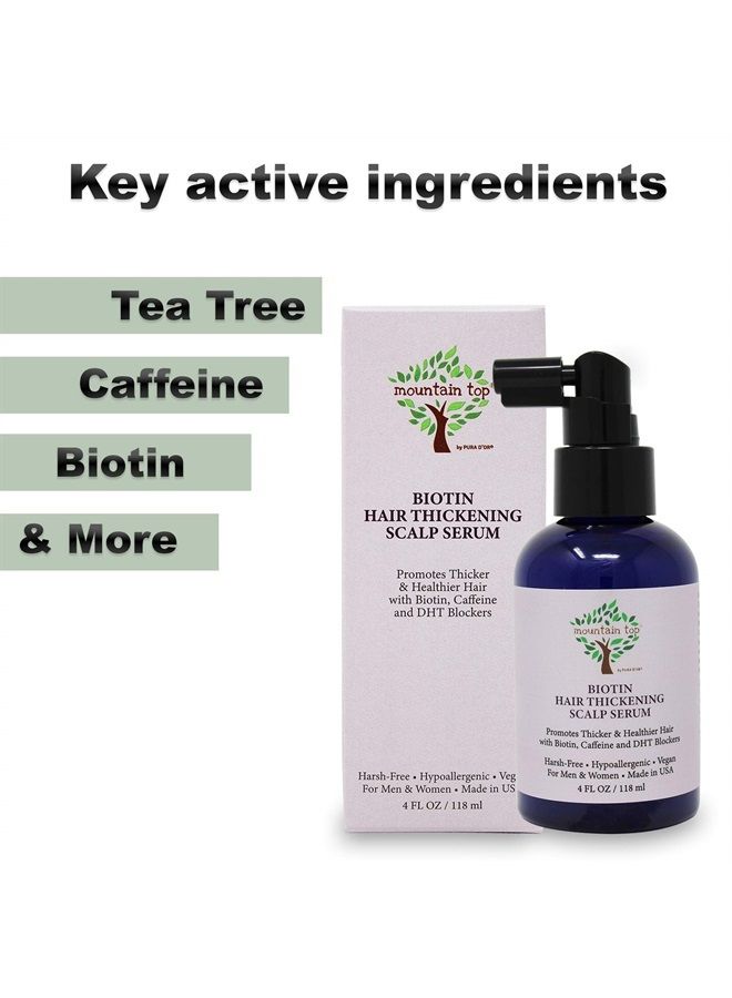 Hair Thickening Scalp Serum (4 Ounce / 118ml) with Argan Oil, Biotin, Caffeine, DHT Blockers, & Saw Palmetto - For Thicker, Healthier and Fuller Looking Hair