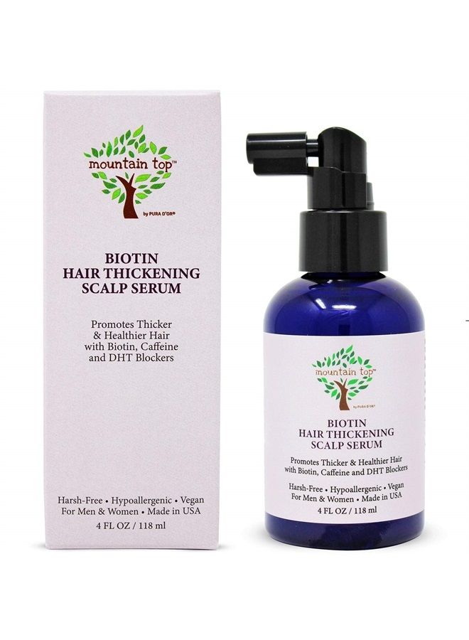 Hair Thickening Scalp Serum (4 Ounce / 118ml) with Argan Oil, Biotin, Caffeine, DHT Blockers, & Saw Palmetto - For Thicker, Healthier and Fuller Looking Hair