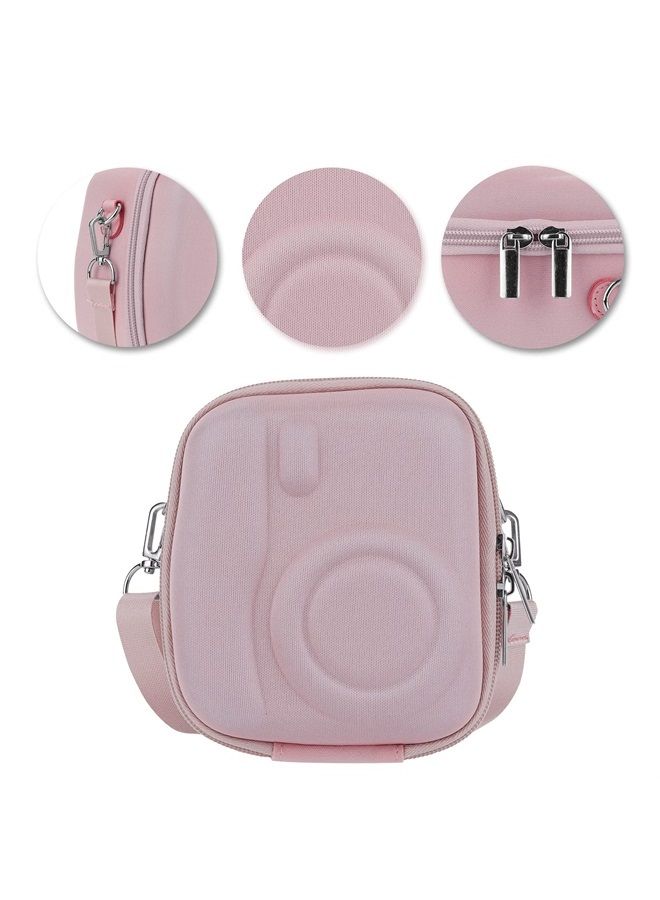 Portable Camera Case Set Compatible with Instax Mini 12/11/9/8 Camera - Package Includes:Camera Case,Photo Decoration Stickers, Color Photo Frame, Colored Shoulder Straps (Pink)