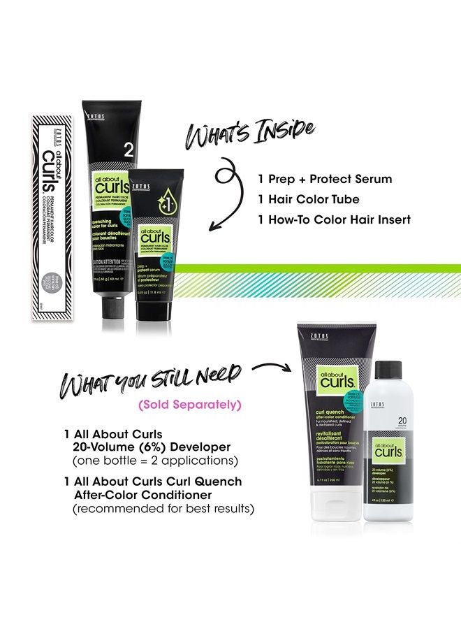 All About Curls 4N Chestnut Ringlets Permanent Hair Color (Prep + Protect Serum & Hair Dye for Curly Hair) - 100% Grey Coverage, Nourished & Radiant Curls