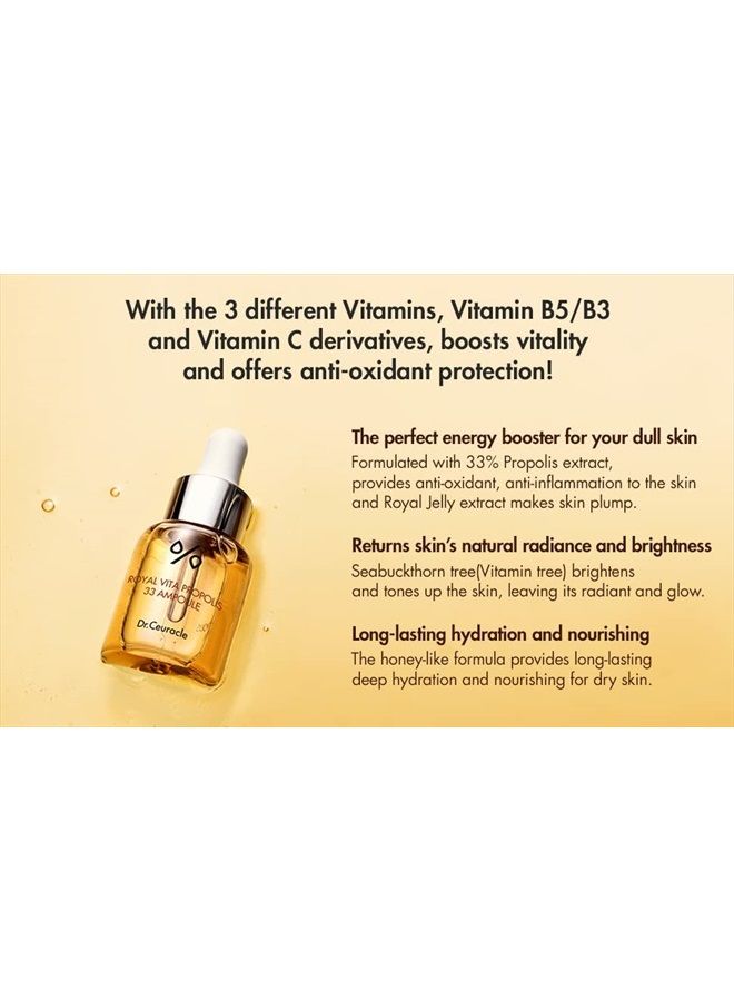 Honey Nourishing EssenceㅣRoyal Vita Propolis 33 AmpouleㅣKorean Skin Care Contains Royal Jelly Extract, PanthenolㅣEffective Vitamin Serum strengthen the skin Moisturizing, SoothingㅣDr.Ceuracle