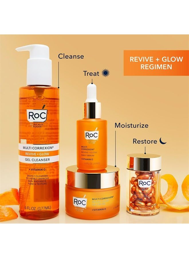 Multi Correxion Revive + Glow 20% Pure Vitamin C Night Serum Capsules for Brightening, Dark Spots, and Texture