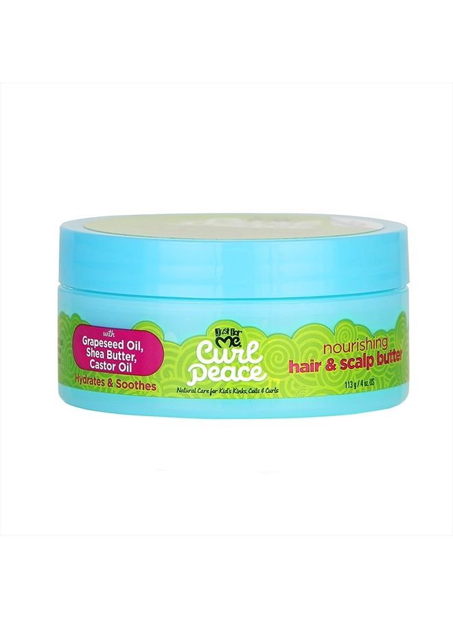 Curl Peace Nourishing Hair & Scalp Butter - Hydrates & Soothes, Contains Grapeseed Oil, Shea Butter, Castor Oil, Prevents Breakage, Increases Softness, No Animal Testing, 4 oz