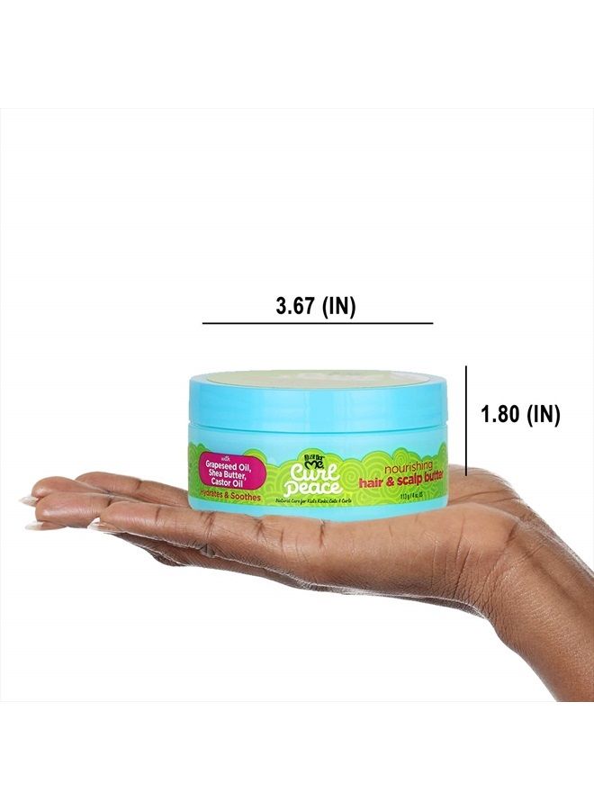 Curl Peace Nourishing Hair & Scalp Butter - Hydrates & Soothes, Contains Grapeseed Oil, Shea Butter, Castor Oil, Prevents Breakage, Increases Softness, No Animal Testing, 4 oz