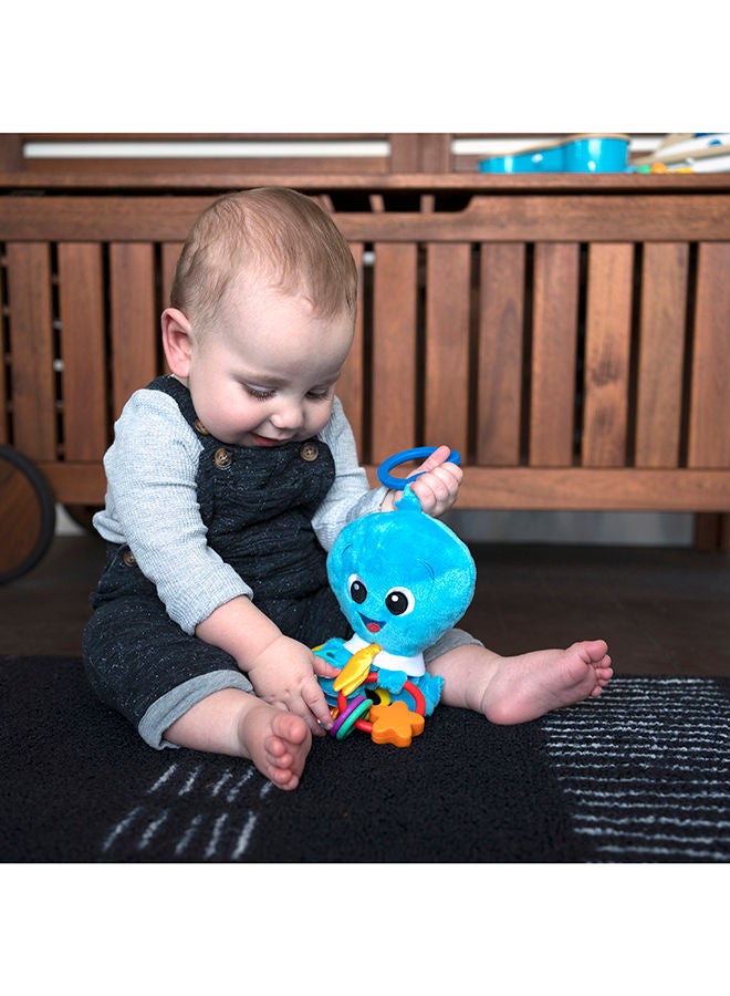 Activity Arms Octopus Take-Along Toy, BPA Free, Clip on Stroller Toy with Rattle and Mirror, Age Newborn +, Blue