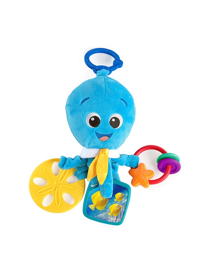 Activity Arms Octopus Take-Along Toy, BPA Free, Clip on Stroller Toy with Rattle and Mirror, Age Newborn +, Blue