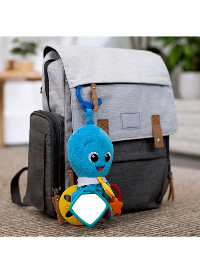 Activity Arms Octopus Take-Along Toy, BPA Free, Clip on Stroller Toy with Rattle and Mirror, Age Newborn +, Blue