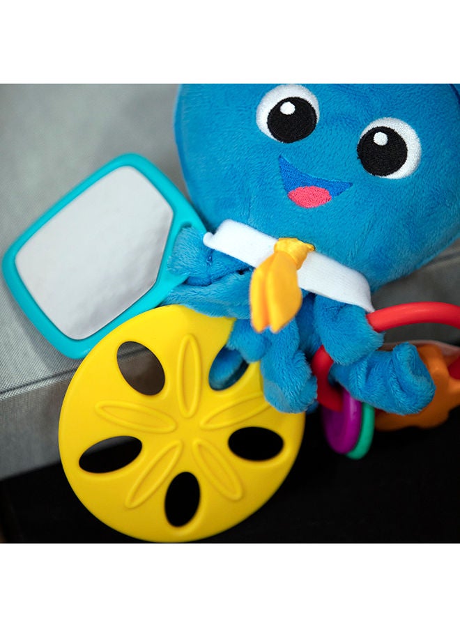 Activity Arms Octopus Take-Along Toy, BPA Free, Clip on Stroller Toy with Rattle and Mirror, Age Newborn +, Blue