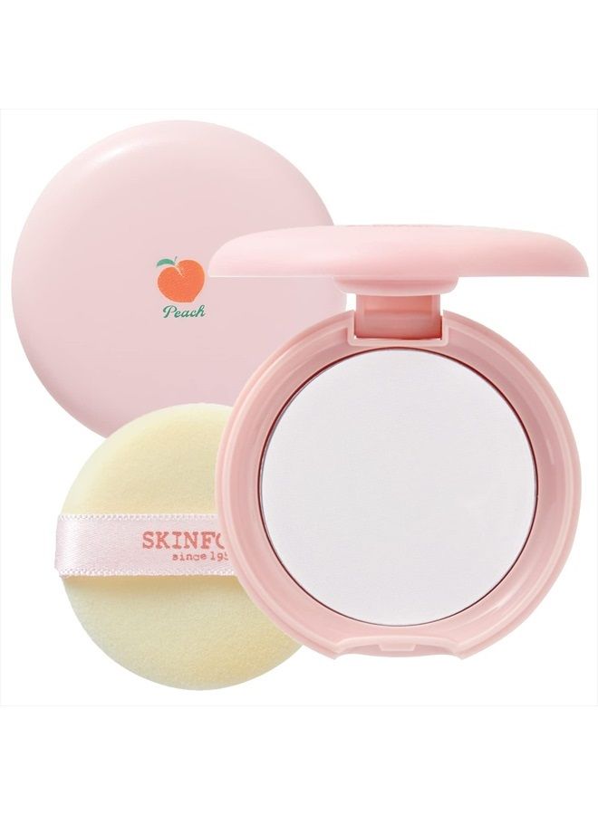 SKINFOOD Peach Cotton Pore Blur Pact - Sebum Control Pack with Silky Texture - Long Lasting Makeup Fixing - Pore Primer with Mineral Powder for Oily Skin - Pore Quick Minimizer (4g)