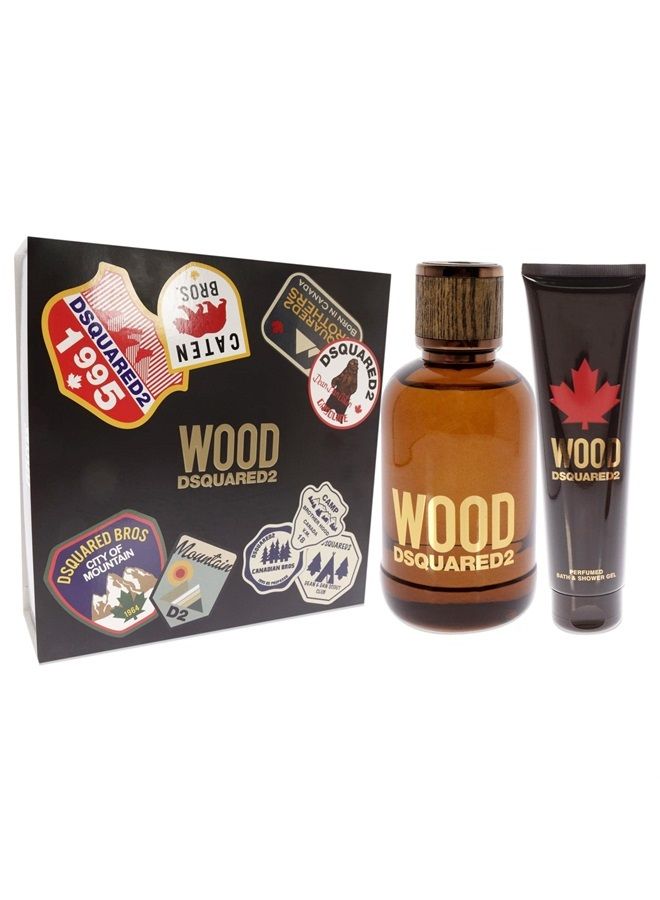 Wood Men 3.4oz EDT Spray, 5.0oz Bath and Shower Gel 2 Pc Gift Set