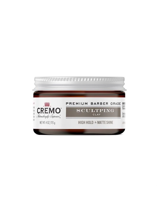 Premium Barber Grade Hair Styling Sculpting Clay, High Hold, Matte Finish, 4 Oz