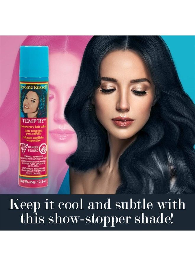 Temporary Hair Color Spray, Blue Black - Intense Spray-On Temporary Hair Color, Fast-Drying, Non-Sticky, Travel Size Hair Dye for Instant Vivid Hair Color, 2.2 oz