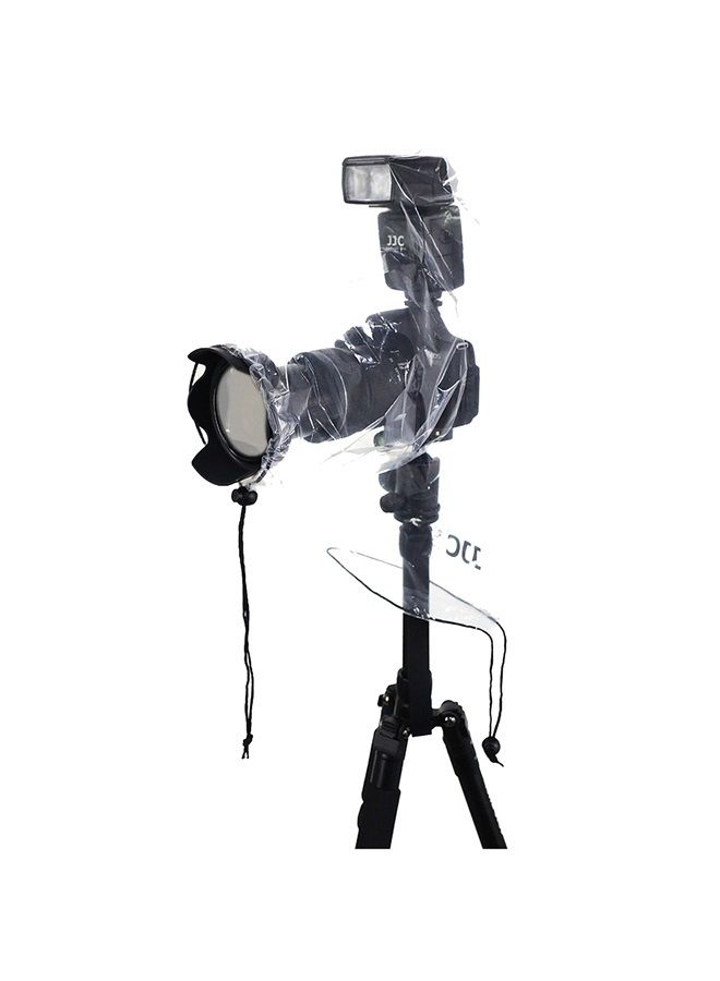 2 Pack Camera Lens Rain Cover Raincoat with Flash Clear Dust Proof Sleeve Protection for Canon EOS 4000D 1200D 90D 80D 77D 70D 5D 6D 7D Mark II R10 R7 R5 R6 Rp R Rebel T8i T7i T7 T6i SL3 SX70 SX60 HS