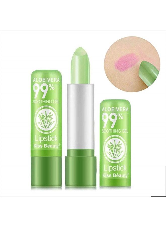 2 Pack Aloe Vera Lipstick, Long Lasting Nutritious Lip Balm Lips Moisturizer Magic Temperature Color Change Lip Gloss