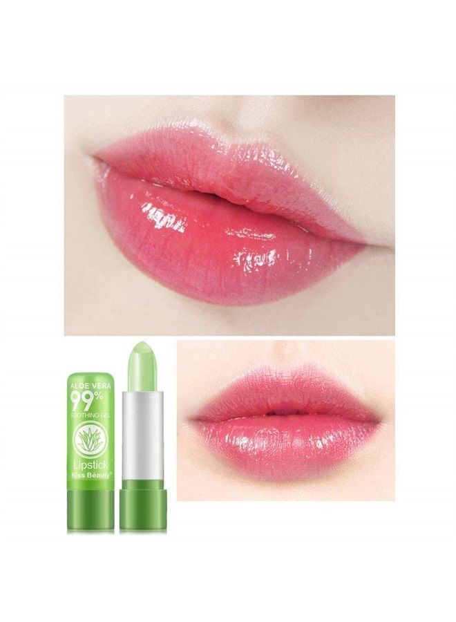 2 Pack Aloe Vera Lipstick, Long Lasting Nutritious Lip Balm Lips Moisturizer Magic Temperature Color Change Lip Gloss