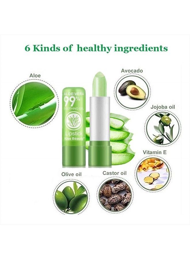 2 Pack Aloe Vera Lipstick, Long Lasting Nutritious Lip Balm Lips Moisturizer Magic Temperature Color Change Lip Gloss